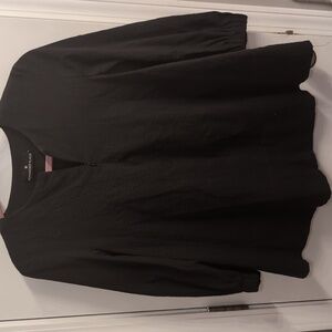 Pomander Place Tuckernuck Zip Seersucker Kieran Black Blouse Top Size Medium